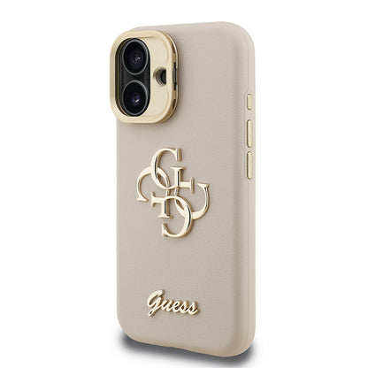 iPhone 16 Kılıf Guess Orjinal Lisanslı Grained Yazı Logolu Kamera Standlı Kapak
