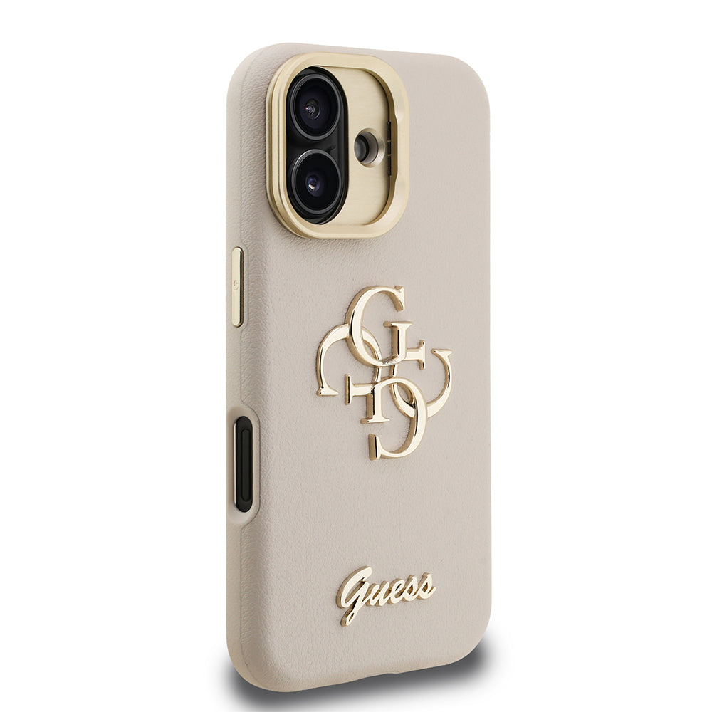 iPhone 16 Kılıf Guess Orjinal Lisanslı Grained Yazı Logolu Kamera Standlı Kapak