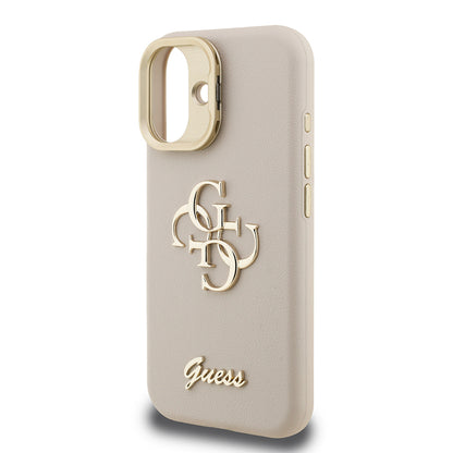 iPhone 16 Kılıf Guess Orjinal Lisanslı Grained Yazı Logolu Kamera Standlı Kapak