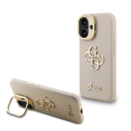 iPhone 16 Kılıf Guess Orjinal Lisanslı Grained Yazı Logolu Kamera Standlı Kapak