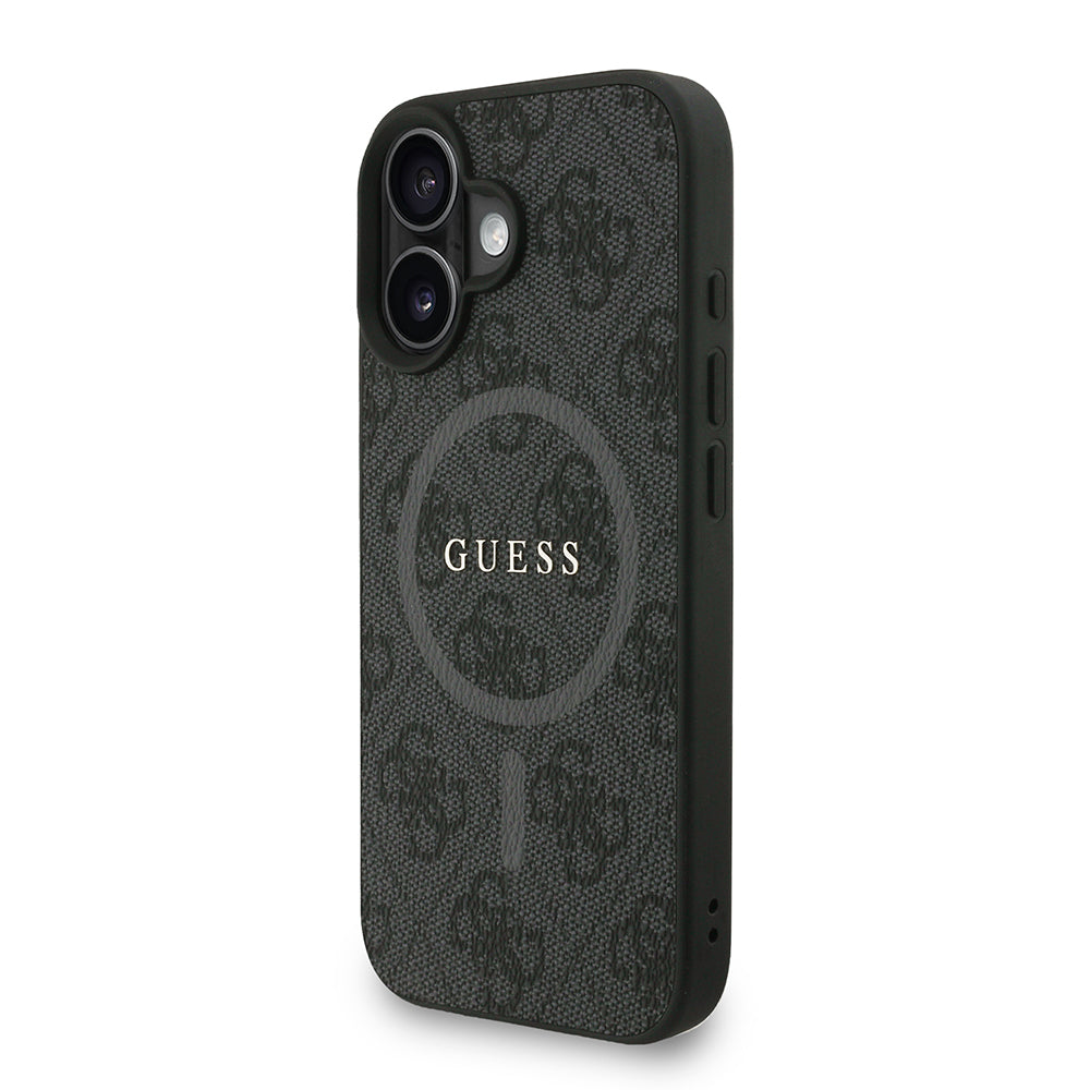 iPhone 16 Kılıf Guess Orjinal Lisanslı M-safe Şarj Özellikli PU Deri Bilek Askı İpli Yazı Logolu Kapak