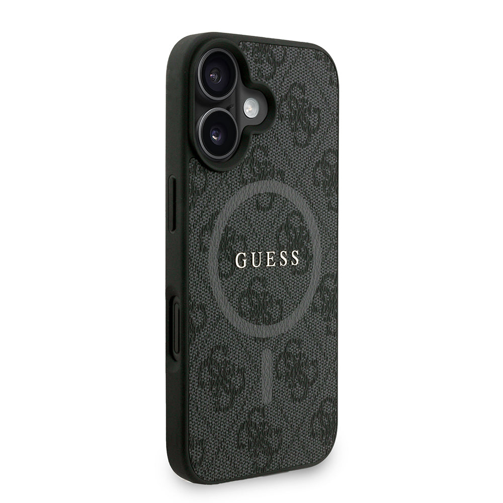 iPhone 16 Kılıf Guess Orjinal Lisanslı M-safe Şarj Özellikli PU Deri Bilek Askı İpli Yazı Logolu Kapak