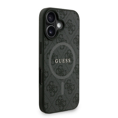 iPhone 16 Kılıf Guess Orjinal Lisanslı M-safe Şarj Özellikli PU Deri Bilek Askı İpli Yazı Logolu Kapak