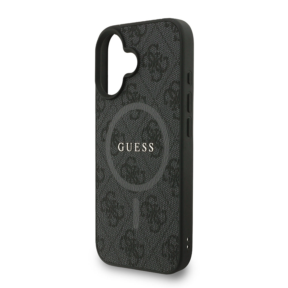 iPhone 16 Kılıf Guess Orjinal Lisanslı M-safe Şarj Özellikli PU Deri Bilek Askı İpli Yazı Logolu Kapak