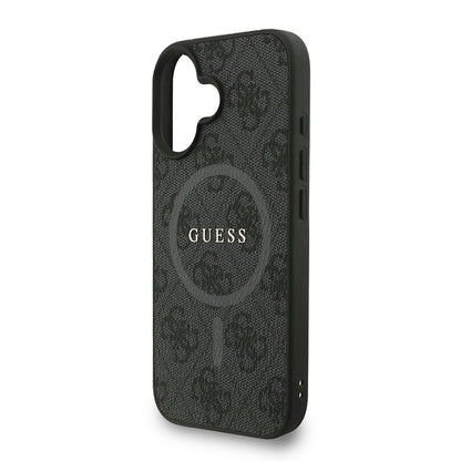iPhone 16 Kılıf Guess Orjinal Lisanslı M-safe Şarj Özellikli PU Deri Bilek Askı İpli Yazı Logolu Kapak