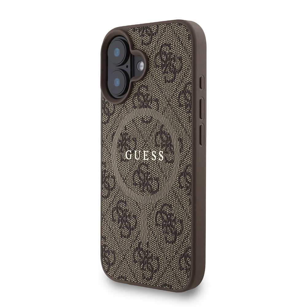 iPhone 16 Kılıf Guess Orjinal Lisanslı M-safe Şarj Özellikli PU Deri Bilek Askı İpli Yazı Logolu Kapak