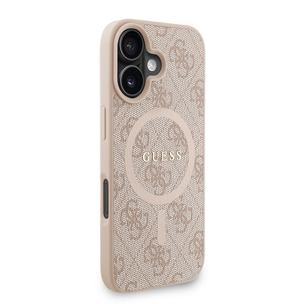 iPhone 16 Kılıf Guess Orjinal Lisanslı M-safe Şarj Özellikli PU Deri Bilek Askı İpli Yazı Logolu Kapak