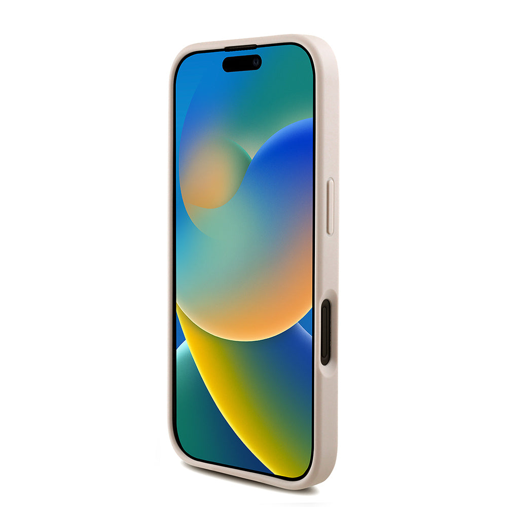 iPhone 16 Kılıf Guess Orjinal Lisanslı M-safe Şarj Özellikli PU Deri Bilek Askı İpli Yazı Logolu Kapak