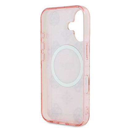 iPhone 16 Kılıf Guess Orjinal Lisanslı M-safe Şarj Özellikli 4G Desenli IML Yazı Logolu Peony Kapak