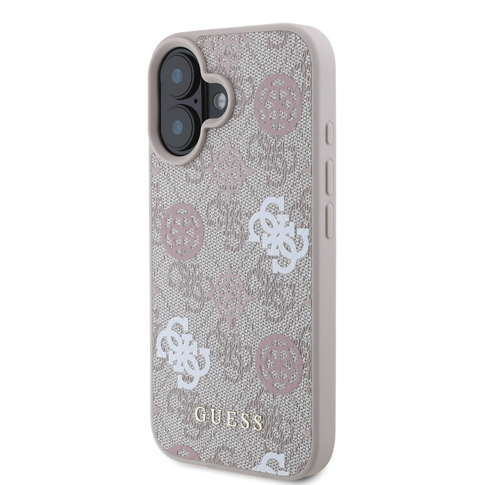 iPhone 16 Kılıf Guess Orjinal Lisanslı M-safe Şarj Özellikli 4G Desenli Yazı Logolu Peony Kapak