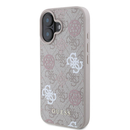 iPhone 16 Kılıf Guess Orjinal Lisanslı M-safe Şarj Özellikli 4G Desenli Yazı Logolu Peony Kapak