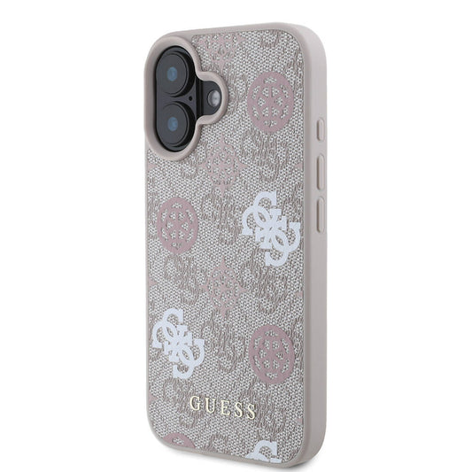 iPhone 16 Kılıf Guess Orjinal Lisanslı M-safe Şarj Özellikli 4G Desenli Yazı Logolu Peony Kapak
