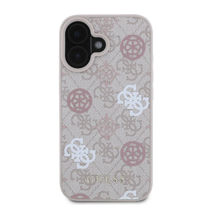 iPhone 16 Kılıf Guess Orjinal Lisanslı M-safe Şarj Özellikli 4G Desenli Yazı Logolu Peony Kapak