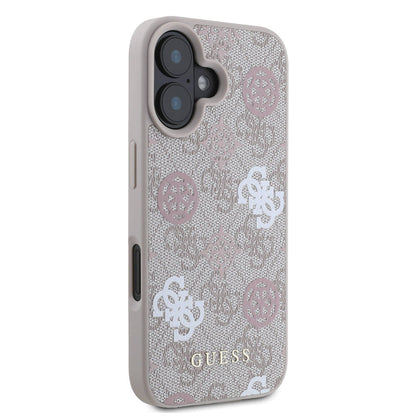 iPhone 16 Kılıf Guess Orjinal Lisanslı M-safe Şarj Özellikli 4G Desenli Yazı Logolu Peony Kapak