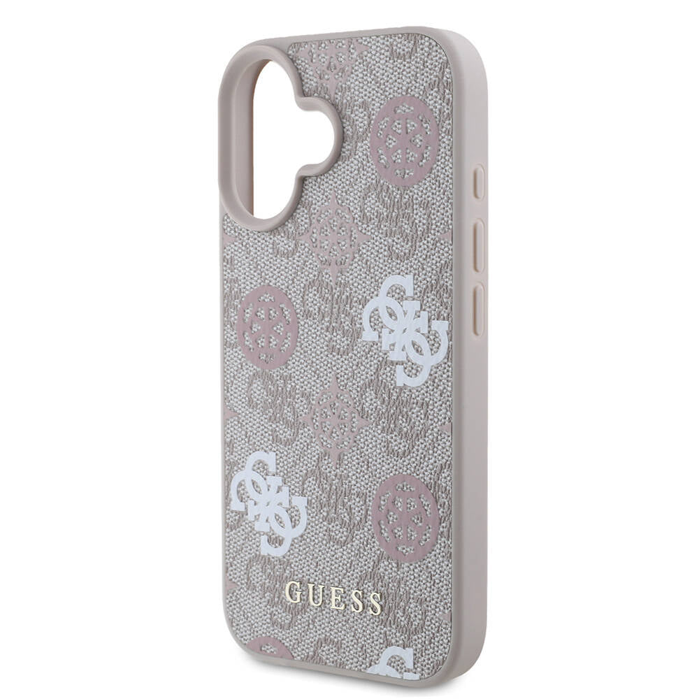 iPhone 16 Kılıf Guess Orjinal Lisanslı M-safe Şarj Özellikli 4G Desenli Yazı Logolu Peony Kapak