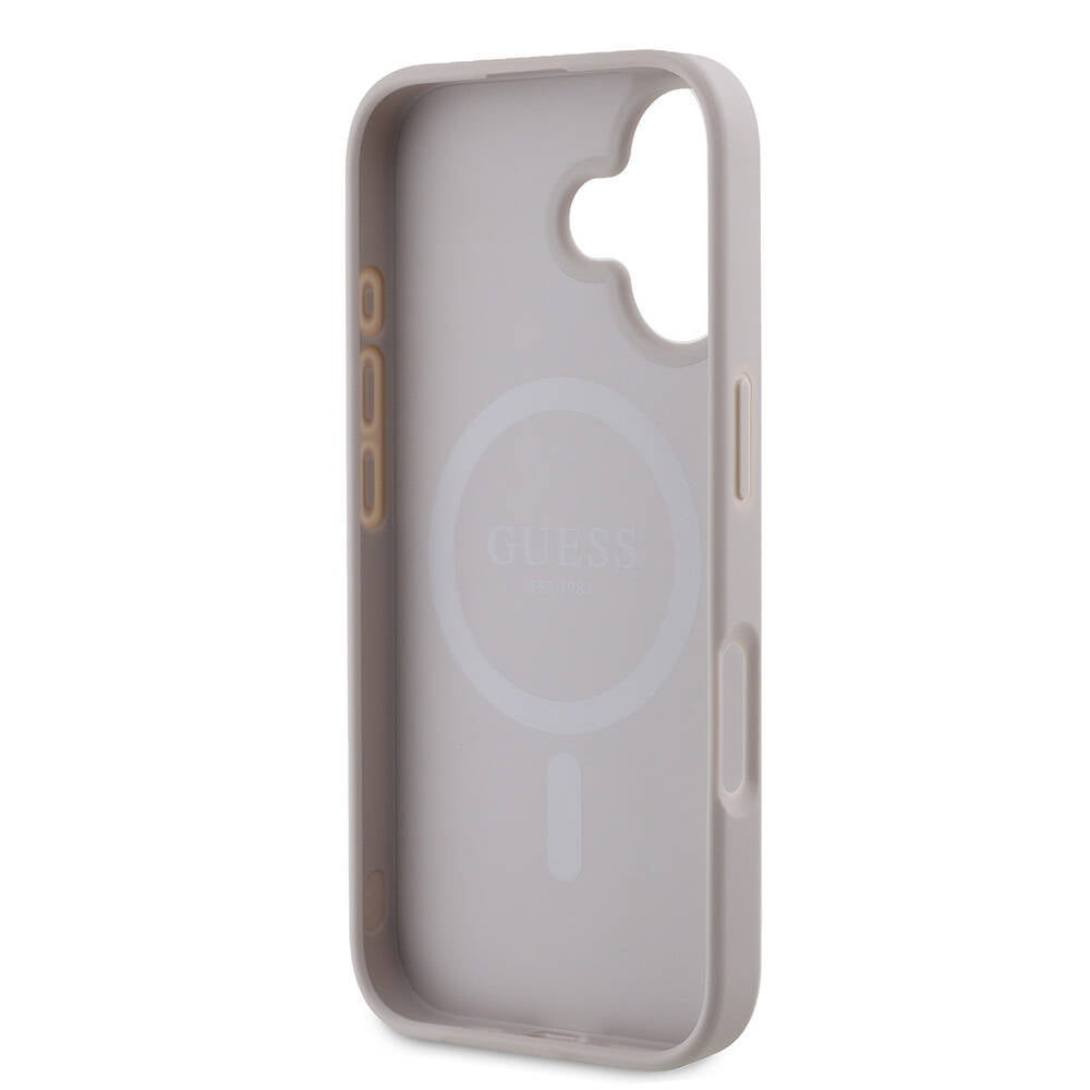 iPhone 16 Kılıf Guess Orjinal Lisanslı M-safe Şarj Özellikli 4G Desenli Yazı Logolu Peony Kapak