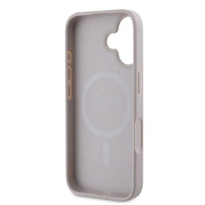 iPhone 16 Kılıf Guess Orjinal Lisanslı M-safe Şarj Özellikli 4G Desenli Yazı Logolu Peony Kapak