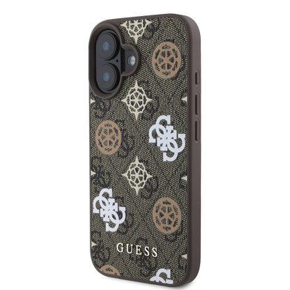 iPhone 16 Kılıf Guess Orjinal Lisanslı M-safe Şarj Özellikli 4G Desenli Yazı Logolu Peony Kapak