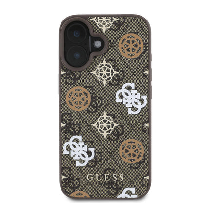 iPhone 16 Kılıf Guess Orjinal Lisanslı M-safe Şarj Özellikli 4G Desenli Yazı Logolu Peony Kapak