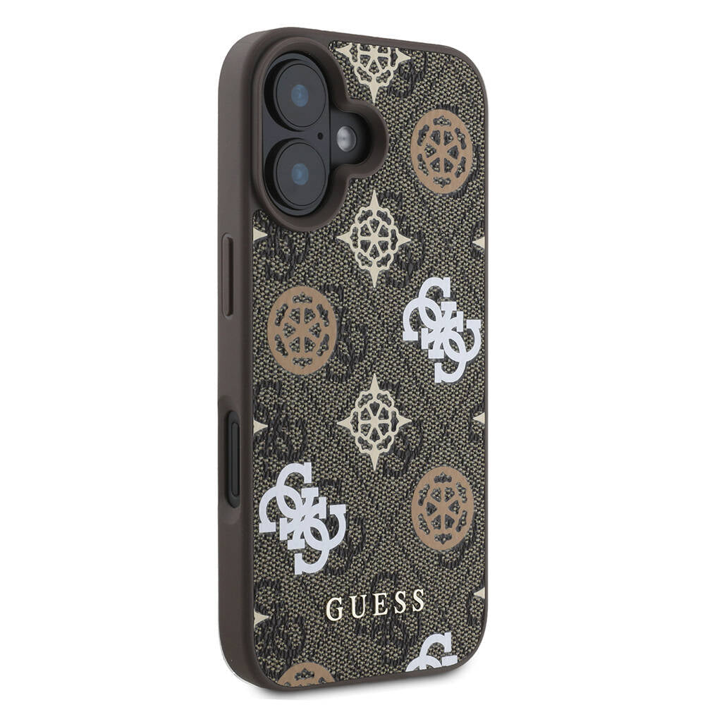 iPhone 16 Kılıf Guess Orjinal Lisanslı M-safe Şarj Özellikli 4G Desenli Yazı Logolu Peony Kapak