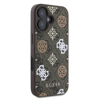 iPhone 16 Kılıf Guess Orjinal Lisanslı M-safe Şarj Özellikli 4G Desenli Yazı Logolu Peony Kapak