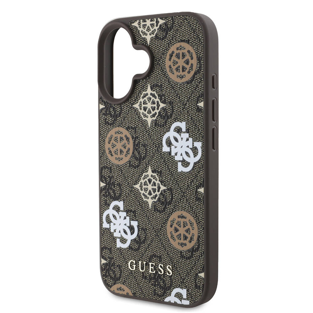 iPhone 16 Kılıf Guess Orjinal Lisanslı M-safe Şarj Özellikli 4G Desenli Yazı Logolu Peony Kapak