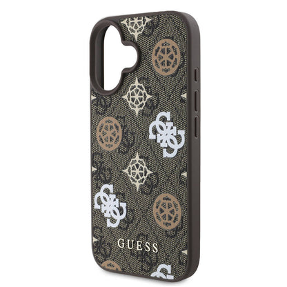 iPhone 16 Kılıf Guess Orjinal Lisanslı M-safe Şarj Özellikli 4G Desenli Yazı Logolu Peony Kapak