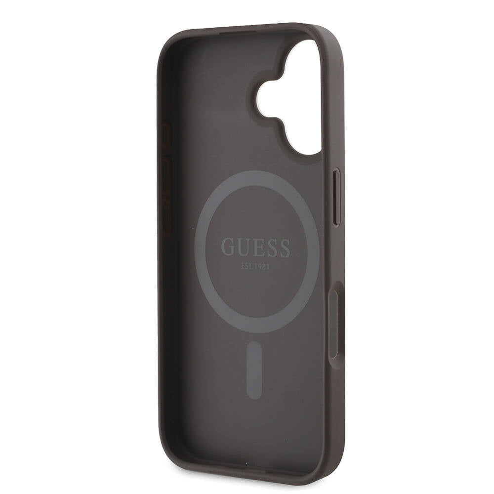 iPhone 16 Kılıf Guess Orjinal Lisanslı M-safe Şarj Özellikli 4G Desenli Yazı Logolu Peony Kapak