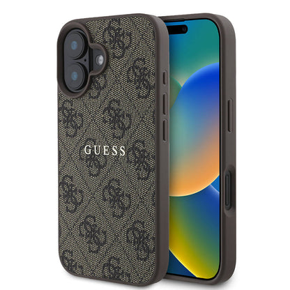 iPhone 16 Kılıf Guess Orjinal Lisanslı M-safe Şarj Özellikli 4G Desenli Yazı Logolu Kapak
