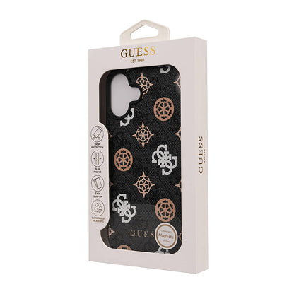 iPhone 16 Kılıf Guess Orjinal Lisanslı M-safe Şarj Özellikli 4G Desenli Yazı Logolu Peony Kapak