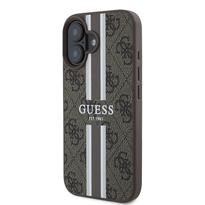 iPhone 16 Kılıf Guess Orjinal Lisanslı M-safe Şarj Özellikli 4G Şerit Tasarımlı Printed Kapak