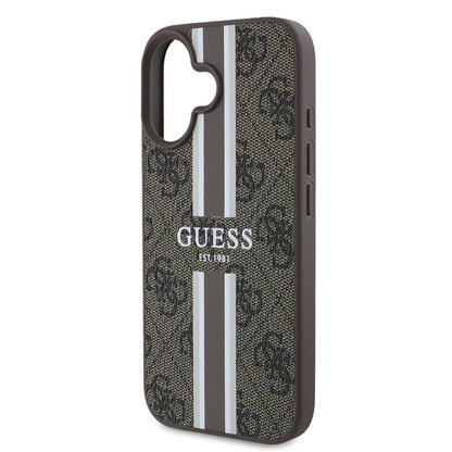 iPhone 16 Kılıf Guess Orjinal Lisanslı M-safe Şarj Özellikli 4G Şerit Tasarımlı Printed Kapak