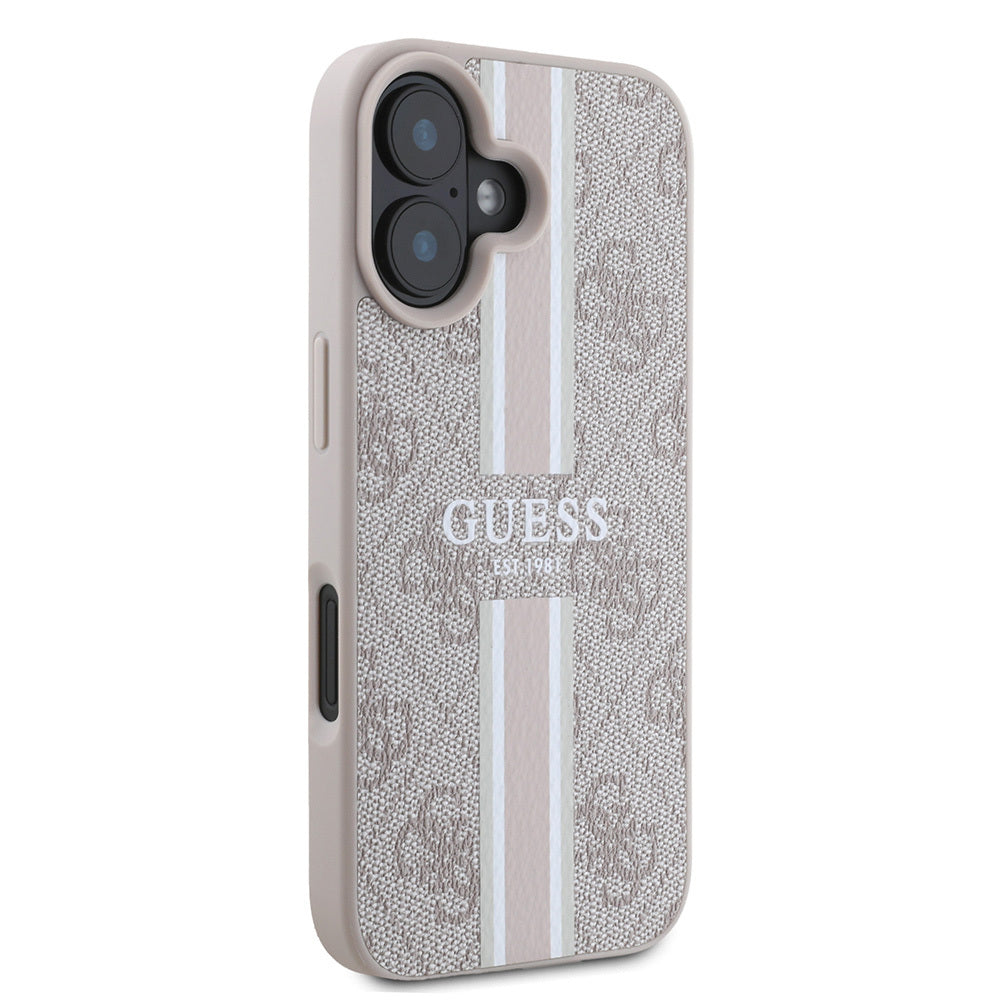 iPhone 16 Kılıf Guess Orjinal Lisanslı M-safe Şarj Özellikli 4G Şerit Tasarımlı Printed Kapak