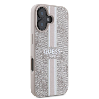 iPhone 16 Kılıf Guess Orjinal Lisanslı M-safe Şarj Özellikli 4G Şerit Tasarımlı Printed Kapak