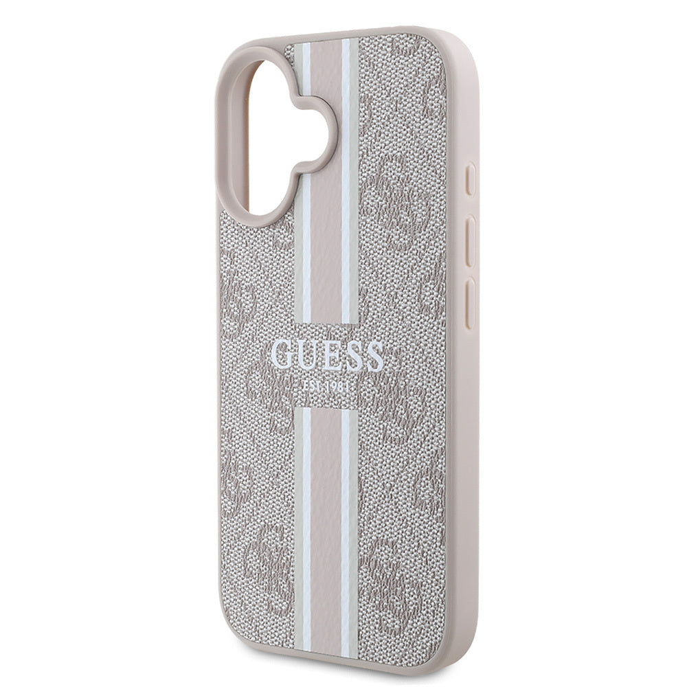 iPhone 16 Kılıf Guess Orjinal Lisanslı M-safe Şarj Özellikli 4G Şerit Tasarımlı Printed Kapak