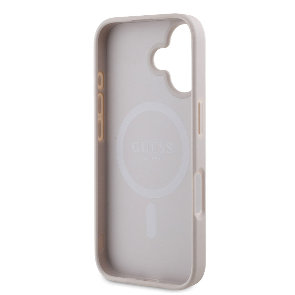 iPhone 16 Kılıf Guess Orjinal Lisanslı M-safe Şarj Özellikli 4G Şerit Tasarımlı Printed Kapak
