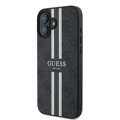 iPhone 16 Kılıf Guess Orjinal Lisanslı M-safe Şarj Özellikli 4G Şerit Tasarımlı Printed Kapak
