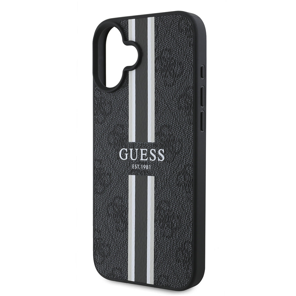iPhone 16 Kılıf Guess Orjinal Lisanslı M-safe Şarj Özellikli 4G Şerit Tasarımlı Printed Kapak
