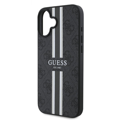 iPhone 16 Kılıf Guess Orjinal Lisanslı M-safe Şarj Özellikli 4G Şerit Tasarımlı Printed Kapak