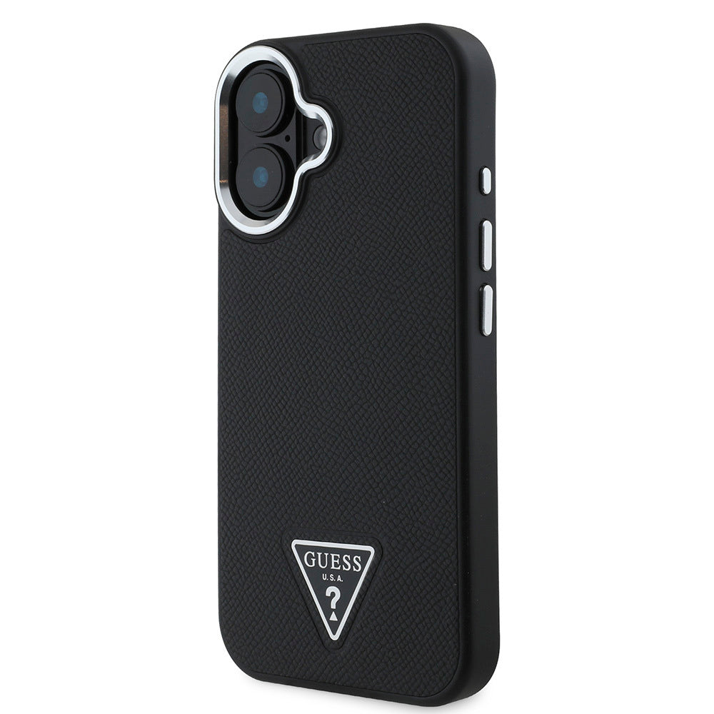 iPhone 16 Kılıf Guess Orjinal Lisanslı M-safe Şarj Özellikli Grained Triangle Kapak