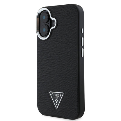iPhone 16 Kılıf Guess Orjinal Lisanslı M-safe Şarj Özellikli Grained Triangle Kapak