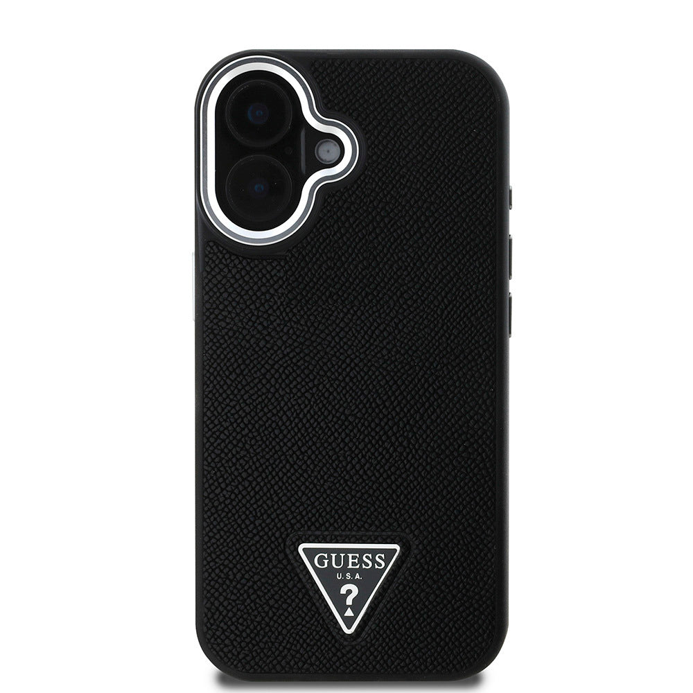 iPhone 16 Kılıf Guess Orjinal Lisanslı M-safe Şarj Özellikli Grained Triangle Kapak
