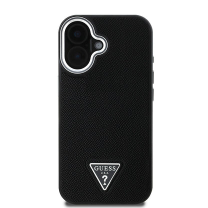 iPhone 16 Kılıf Guess Orjinal Lisanslı M-safe Şarj Özellikli Grained Triangle Kapak