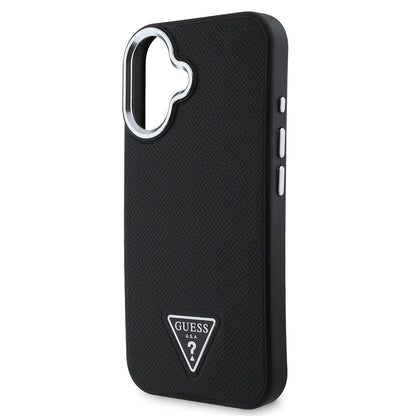 iPhone 16 Kılıf Guess Orjinal Lisanslı M-safe Şarj Özellikli Grained Triangle Kapak
