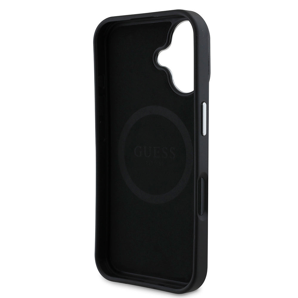 iPhone 16 Kılıf Guess Orjinal Lisanslı M-safe Şarj Özellikli Grained Triangle Kapak