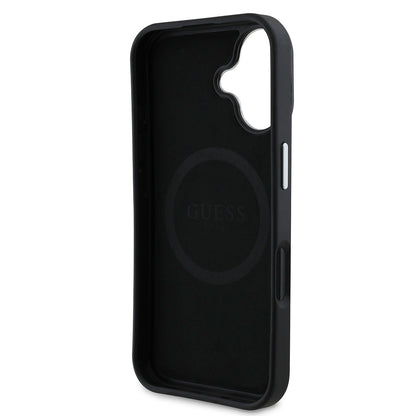 iPhone 16 Kılıf Guess Orjinal Lisanslı M-safe Şarj Özellikli Grained Triangle Kapak