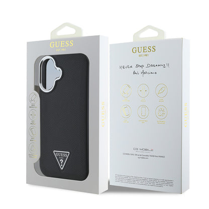 iPhone 16 Kılıf Guess Orjinal Lisanslı M-safe Şarj Özellikli Grained Triangle Kapak