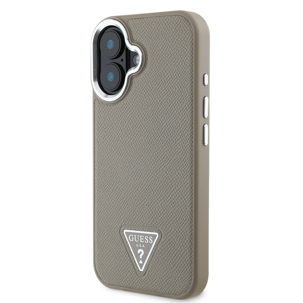 iPhone 16 Kılıf Guess Orjinal Lisanslı M-safe Şarj Özellikli Grained Triangle Kapak