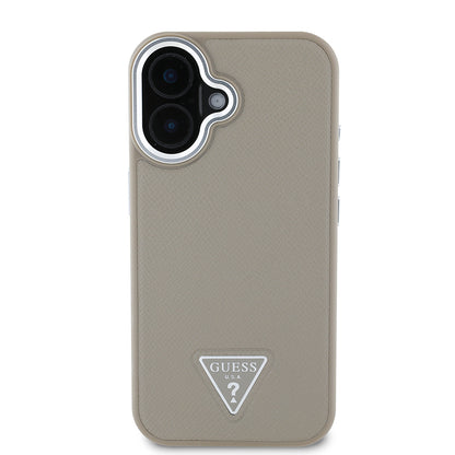 iPhone 16 Kılıf Guess Orjinal Lisanslı M-safe Şarj Özellikli Grained Triangle Kapak