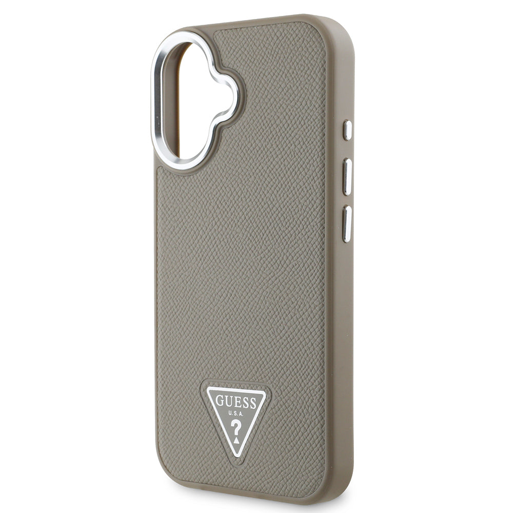 iPhone 16 Kılıf Guess Orjinal Lisanslı M-safe Şarj Özellikli Grained Triangle Kapak